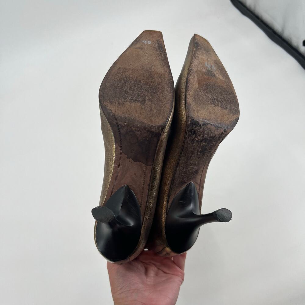 Donald J. Pliner Salona leather bronze metallic bootie gold stilletto size 8 - Picture 10 of 12
